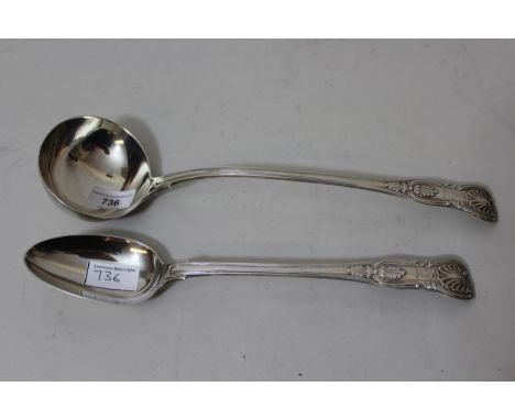 Early Victorian silver Kings pattern ladle and basting spoon, London 1839, 15 troy ouncesLadel - MCBasting - MC 