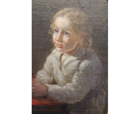 19th Century oval gilt framed oil, portrait of a child in a white smock 