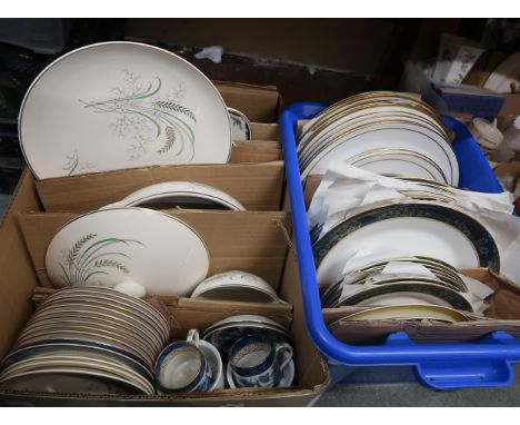 Two boxes containing a quantity of various decorative ceramics including Royal Doulton, Wedgwood, Royal Worcester, Copeland S