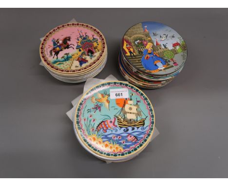 Collection of small Poole pottery, 6inch plates of various designs 