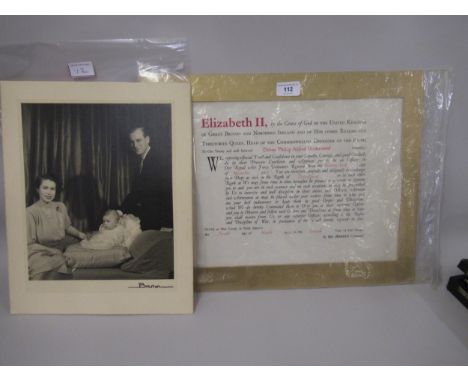 Queen Elizabeth II facsimile of a hand signed Royal Warrant appointing Delme Philip Alfred Underwood to the rank of Pilot Off