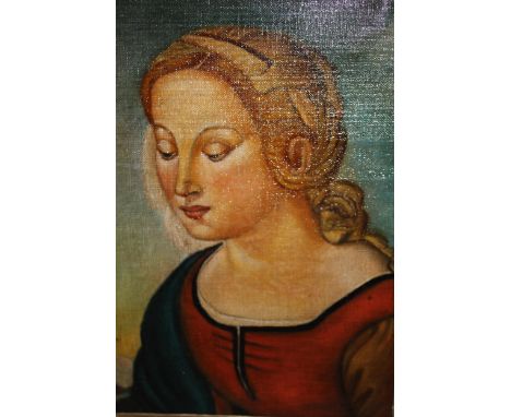 20th Century oil on canvas, head and shoulder portrait of a female in a landscape, signed, gilt framed, 15ins x 12ins 
