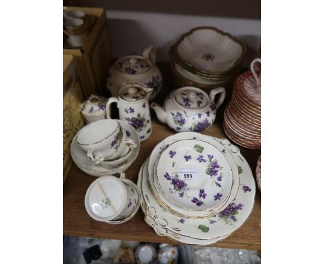 Hammersley part tea service decorated with violets, together with an Aynsley twelve piece dessert service with gilt borders 