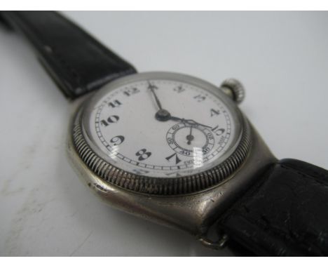 Gentleman's 1920's Rolex silver cased wristwatch, the enamel dial with Arabic numerals and subsidiary seconds dial, 25mm diam