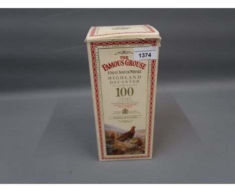 One bottle, The Famous Grouse Scotch Whisky Highland decanter to commemorate 100 years, in original presentation box 