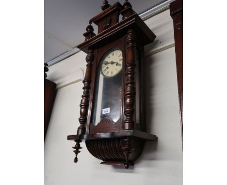 Small late 19th / early 20th Century Vienna type two train wall clock 