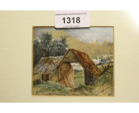Joseph Thors, two watercolour landscape sketches, together with a small gilt framed watercolour seascape, attributed to Cople