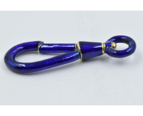 Unusual 19th Century blue enamel decorated and gold mounted Albert clipGood overall condition46mm x 16mm 