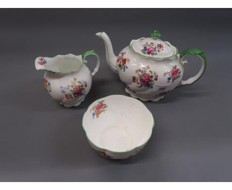Aynsley floral decorated three piece porcelain tea service 