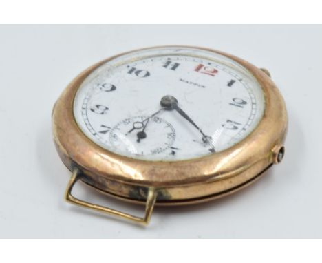 Gentleman's circular 9ct gold cased wristwatch, the enamel dial with Arabic numerals and subsidiary seconds, inscribed Mappin