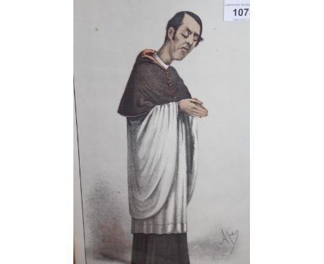 Framed Vanity Fair ' Men of the Day ' portrait print together with five various framed engravings 