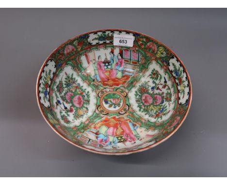 Canton enamel rose bowl, 9ins diameter 