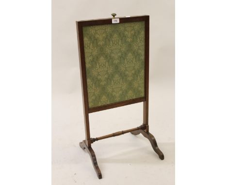 19th Century mahogany firescreen with rising linen panel 