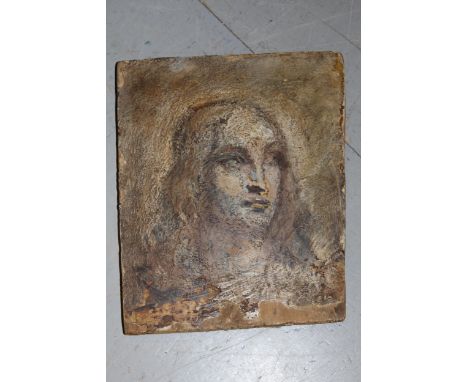 18th / 19th Century East European or Russian school oil on panel, an indistinct head and shoulder portrait (for restoration),