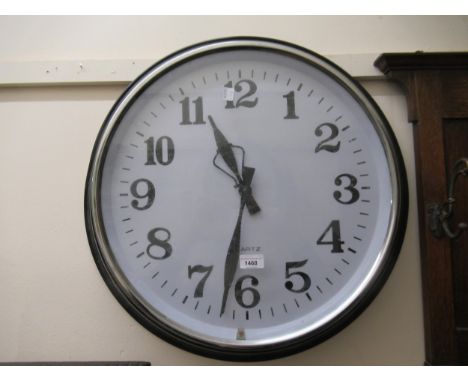 Large modern reproduction circular wall clock with quartz movement, 23ins diameter 