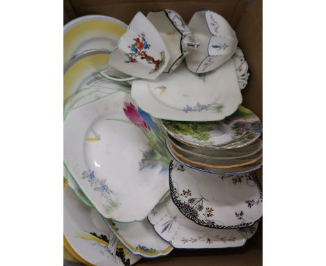 Quantity of various Shelley cups, saucers and side plates (some with faults) 