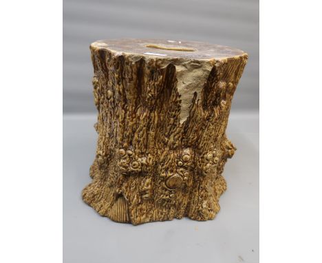 Late 19th / Early 20th Century stoneware salt glazed garden seat in a form of a tree trunk (at fault) 