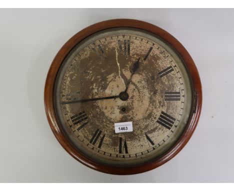 Early 20th Century mahogany cased dial clock, having single train fusee movement, (lacking key) with 12in dial, (at fault) 