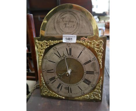 Late 19th / early 20th Century Continental post clock, the arched brass dial with silvered chapter ring, Arabic and Roman num