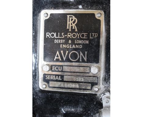 Rolls Royce Avon aircraft engine, Serial No. 6523    Note:  This item is offered without reserve, viewing can be arranged by 
