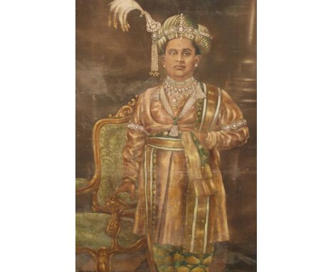Mid 20th Century oil on canvas, portrait of an Indian prince, signed Barton and dated 1946, 43.5ins x 33ins, unframed 