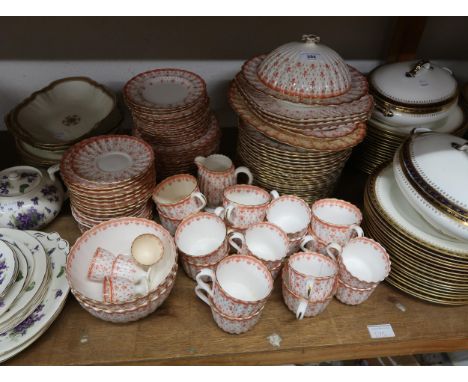 Copeland Spode part breakfast service decorated with an iron red fleur de lys design and including twenty three 8.75in plates