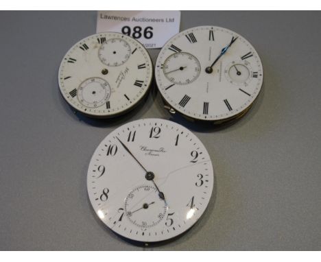 Pocket watch movement by Jonathan Cashmore, London, a French chronometer pocket watch movement and another by BensonBalance o
