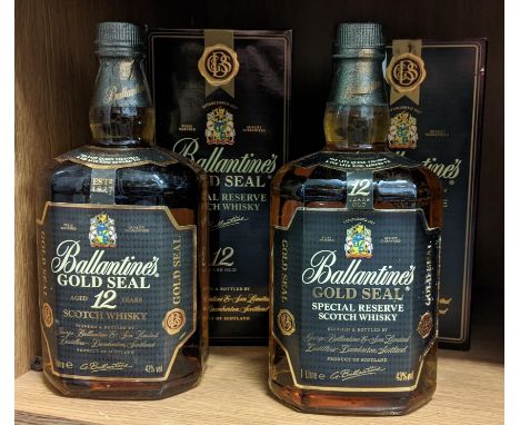 A single bottle of Ballentines Gold Seal Special Reserve Scotch Whisky, 12 year old, 1lt,A single bottle of Ballentines Gold 
