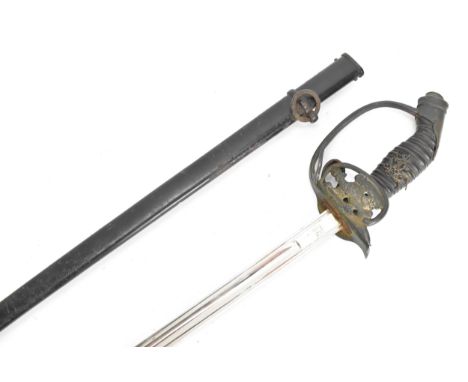 An early 20th century 1889 pattern Prussian infantry officers sword, the hilt with fold down guard, this containing the Pruss