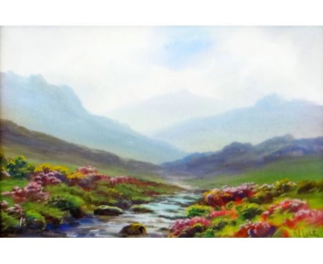 R J LUGG  - Snowdon with river in foreground, entitled 'View of Snowdon', signed, 13 x 20cms