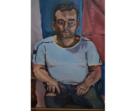 20th Century oil on canvas, portrait of a seated gentleman, 40ins x 30ins, unframed