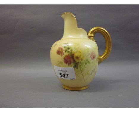 Royal Worcester blush ivory and gilt floral decorated jug vase