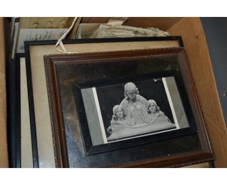 Albert Toft, oil on canvas laid down on board, self portrait, 9.5ins x 7ins, together with two signed photographs of the scul