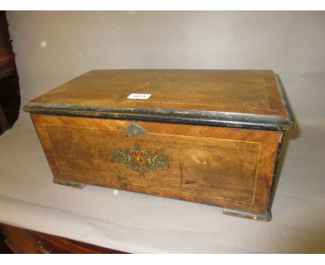 19th Century Swiss marquetry inlaid musical box, the lever wind movement with 6in cylinder, one piece comb, sympathetic drum 