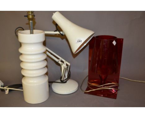 1960's White Anglepoise lamp, 1970's Doulton lamp and a Cartel Take lamp