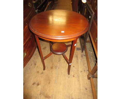 Edwardian circular inlaid occasional table, a Victorian mahogany swing frame toilet mirror and an Art Deco firescreen