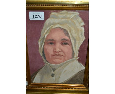 20th Century Continental pastel head and shoulder portrait of a lady, signed indistinctly and dated 1965, together with anoth