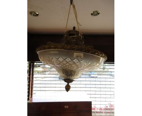 Pair of good quality circular ormolu and cut glass light bowls