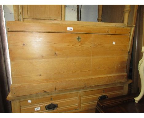 19th Century pine trunk with iron end handles