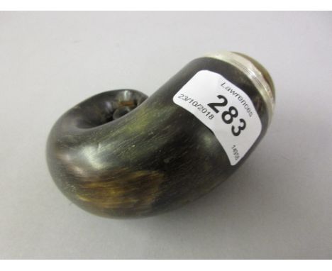 Birmingham silver collared horn snuff box with hinged horn cover CONDITION REPORT Overall in good condition, no major damages