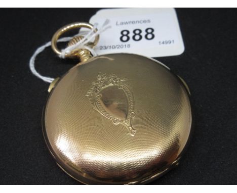 Continental 14ct gold hunter cased repeater chronograph pocket watch, the enamel dial with Arabic numerals and subsidiary sec