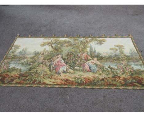 Large reproduction machine woven tapestry in 18th Century French style  CONDITION REPORT 125in x 58in