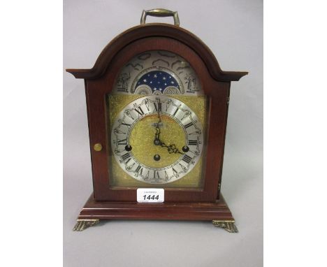 Reproduction mahogany three train bracket clock