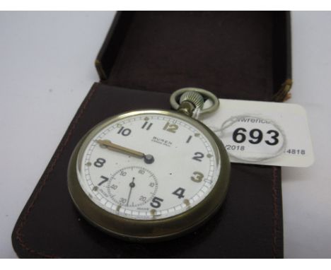 Buren military open face pocket watch with subsidiary seconds (arrow mark and stamp to back)
