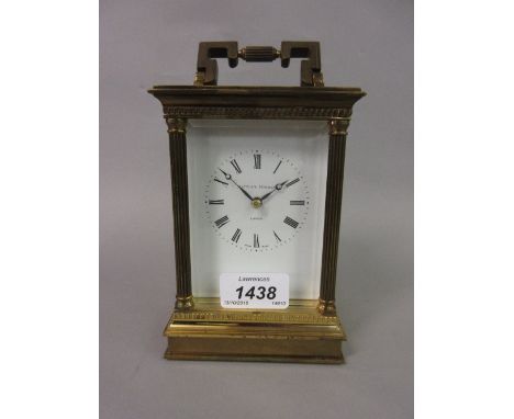 Good quality gilt brass carriage clock, the enamel dial with Roman numerals inscribed Mathew Norman, London, with original pr