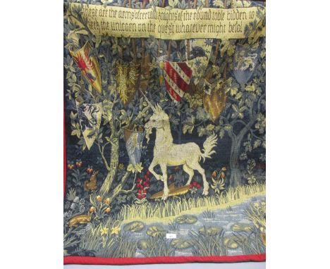 Pair of good quality reproduction machine woven tapestry panels in Medieval style by Hines of Oxford CONDITION REPORT measure