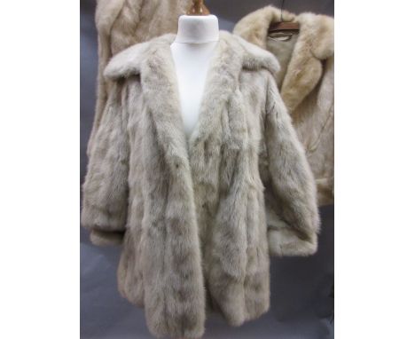 Two ladies light coloured fur coats by Hockley Furs and a similar stole