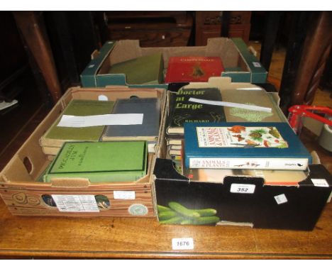 Two boxes containing a quantity of various 20th Century books including Woodhouse, Stephen Leacock, James Hanley, First Editi