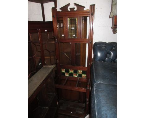 Late Victorian hall stand with a tile inset back