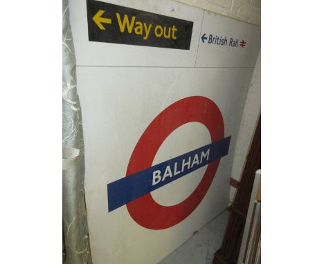 Large British Rail enamel sign for Balham, 5ft x 50ins